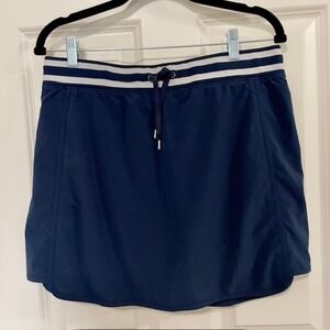 Athleta Skort Skirt Navy Blue Stripe with Zip Pockets Tennis Golf Hike Size 10P